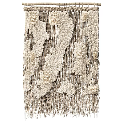 Handwoven Textured Wall Decor With Neutral Tones And Intricate Patterns 3d model