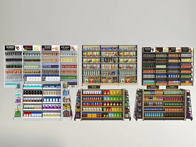 Supermarket Department Store Shelves Display Various Daily Necessities And Food Products 3d model
