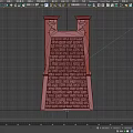 Detailed Ancient Brick Gateway Structure With Archway And Symmetrical Tower Design 3d model