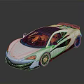 White McLaren Sports Car With Black Roof Orange Interior Black Wheels And Rear Spoiler