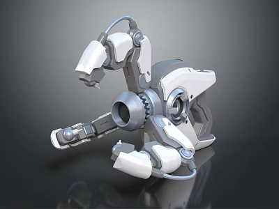 Futuristic Mechanical Weapon 3D Model Design With Metallic Gears And Joints 3d model