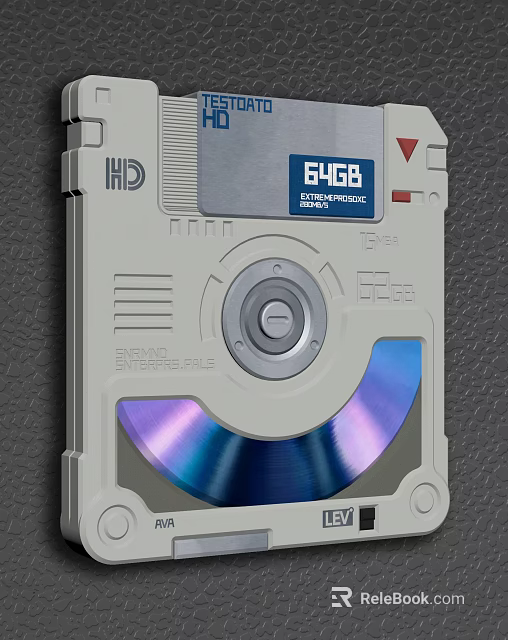Electronic Storage Device With 64GB Capacity Retro Design And CD Disc Element 3d model 