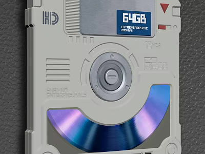 Electronic Storage Device With 64GB Capacity Retro Design And CD Disc Element 3d model