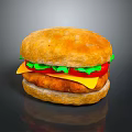 Delicious Hamburger With Golden Bun Fresh Lettuce Tomato Cheese And Juicy Patty