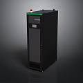 Black Vertical Electronic Equipment With Green Top Panel Red Indicator Light And Front Glass Door