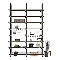 Multi Tiered Storage Shelf Unit with Wooden Shelves and Metal Frame for Home Storage Organization