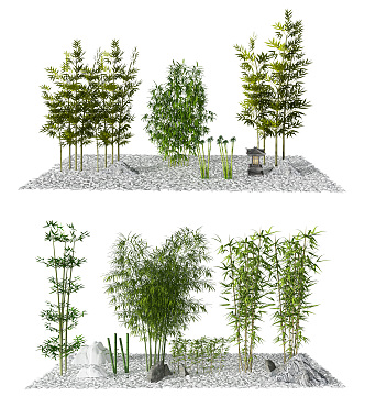 Modern Bamboo Combination 3d model