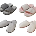 Comfortable Indoor Slippers In Gray Pink And Beige With Cross Strap Design