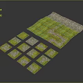 Scenic Landscape Design Featuring Green And Gray Tiles With Path Pattern And Multiple Small Tiles 3d model