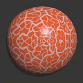 Red Cracked Cap Mushroom With White Stem And Gray Spots On Black Background