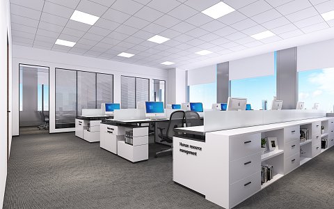 Modern public office area Staff office area 3d model