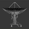 Large Parabolic Satellite Dish With Metallic Structure And Support Stand 3d model