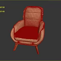 Light Orange Fabric Single Sofa With Armrest And Wooden Legs Design