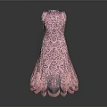 Pink Vase With Intricate Hollowed Patterns And Blue Base For Home Decor