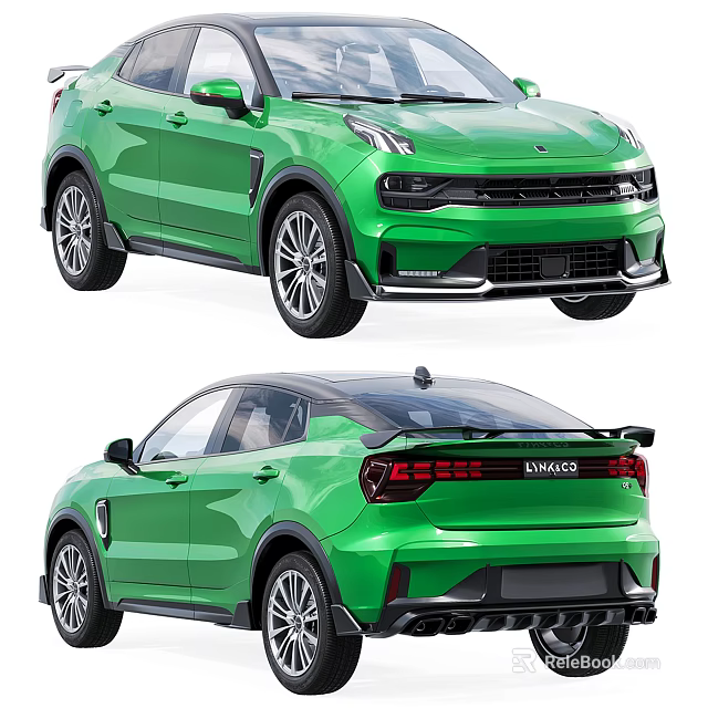 Green LYNK&CO SUV Front And Rear Displays 3d model 