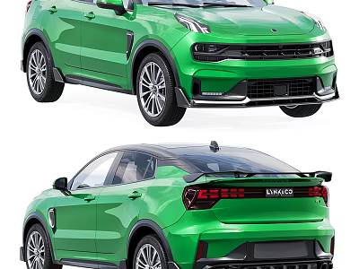 Green LYNK&CO SUV Front And Rear Displays 3d model
