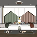 Kids Tatami Bedroom With House Shaped Headboards Cartoon Fish Wallpaper And Play Mat