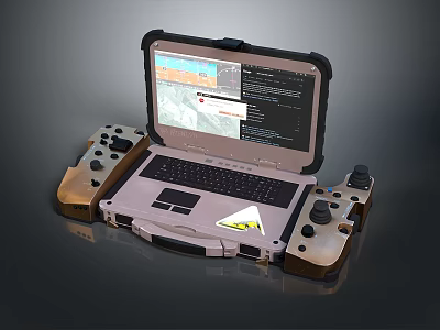 Rugged Industrial Electronic Laptop With Durable Design And Connected Control Panels 3d model