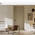 Modern Guest Restaurant Home Multi-person Sofa Leisure Chair Coffee Table Combination Dining Table and Chair Combination Hanging Picture Combination 3d model