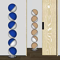Stacked Sphere Sculpture in Blue White and Brown for Interior Decor