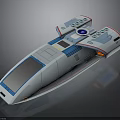 Futuristic Spacecraft Design For Cosmic Exploration With Sleek White Body And Blue Red Accents