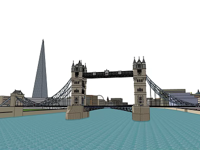 London Tower Bridge Over River Thames With Modern City Skyline 3d model