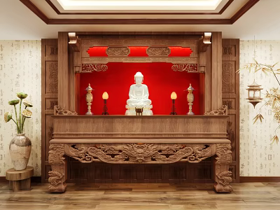 shrine offering table incense burner table candle holder 3d model