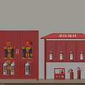 Red Fire Fighting Equipment Cabinets And Racks With Fire Extinguishers Mini Fire Station