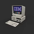 Vintage IBM Computer System With Monitor Desktop Unit And Keyboard