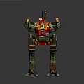 Detailed Mechanical Robot Character With Weapon Colorful Armor And Futuristic Design