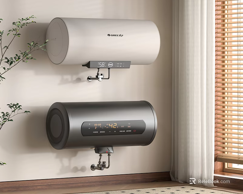 Indoor Rinnai Wall Mounted Electric Water Heaters With Digital Display In White And Dark Gray 3d model 