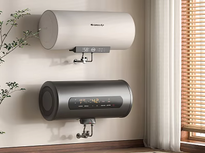 Indoor Rinnai Wall Mounted Electric Water Heaters With Digital Display In White And Dark Gray 3d model