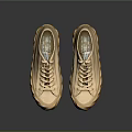 Beige Casual Canvas Shoes With Wavy Rubber Sole And Matching Laces