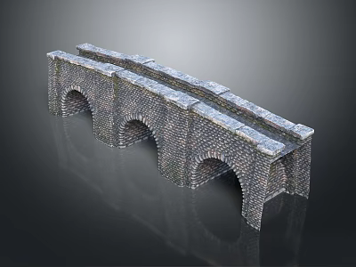 Stone Arch Bridge With Multiple Arches Stone Masonry Vintage Design Landscape Architecture 3d model