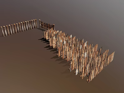 Rustic Wooden Fence With Pointed Pickets And Various Styles For Outdoor Gardens 3d model