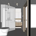 Modern Bathroom Interior Design With Glass Shower Partition Toilet Vanity Mirror And Window