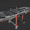 Medical Stretcher with Black Mattress Metal Frame and Wheels Emergency Transport Equipment