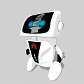 Intelligent Robot With White Body Black Screen Blue Light And Red Logo Design 3d model