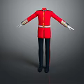 Red Military Style Uniform Mannequin With Golden Trims Black Trousers And White Gloves