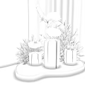 Natural Modern Display Shelf with Wooden Stump Design Green Plants and Small Lighting Effects