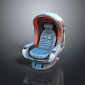 Futuristic Leisure Recliner With Gray Seat Red Accents Tech Panel And Circular Base