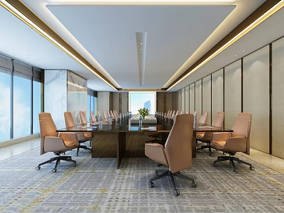 Modern Meeting Room Conference Table and Chair Projection Leather Office Chair Conference Table 3d model