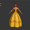 Game Movie Character Belle In Yellow Off Shoulder Ball Gown With Red Hair