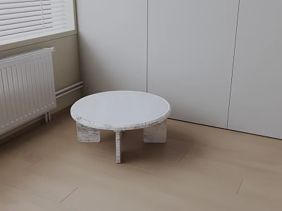 Modern Fabric Sofa and Round Wooden Coffee Table Set for Cozy Living Room Decor 3d model