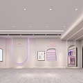 Pastel Pink And White Clothing Store Interior With Display Shelves Hanging Clothes And Modern Lighting