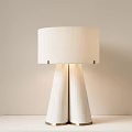 Modern Minimalist Table Lamp With Double Column Concrete Base And White Linen Shade