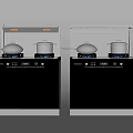 Elegant Modern Kitchen Appliances With Dual Gas Stoves And Built-in Storage Cabinets