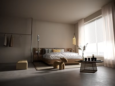Minimalist Apartment Bedroom With Natural Light And Cozy Decor 3d model