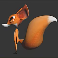 3D Rendered Cartoon Fox Character With Orange Fur Big Ears And Long Tail Standing