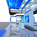 China Hangzhou Modern Exhibition Booth with Blue Theme Large Screen and Glass Doors